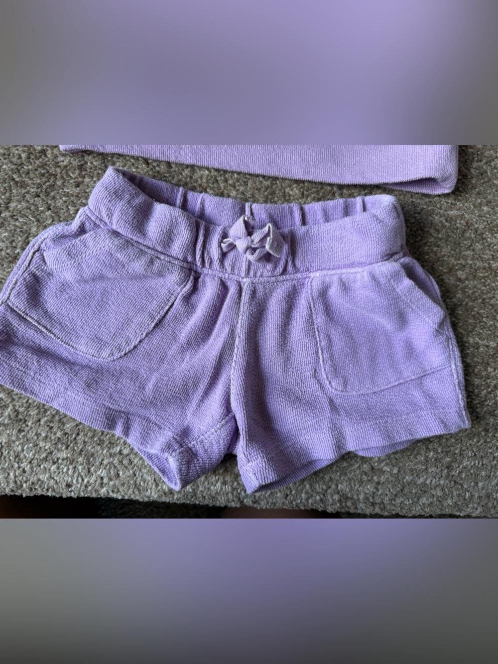 Cat & Jack Lilac and White Striped Terry Shorts - Picture 4 of 7